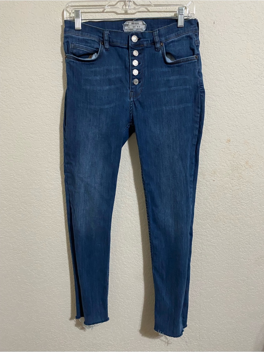 Free People We the Free High-Rise Dark Blue Button-Fly Women’s Jeans size 30